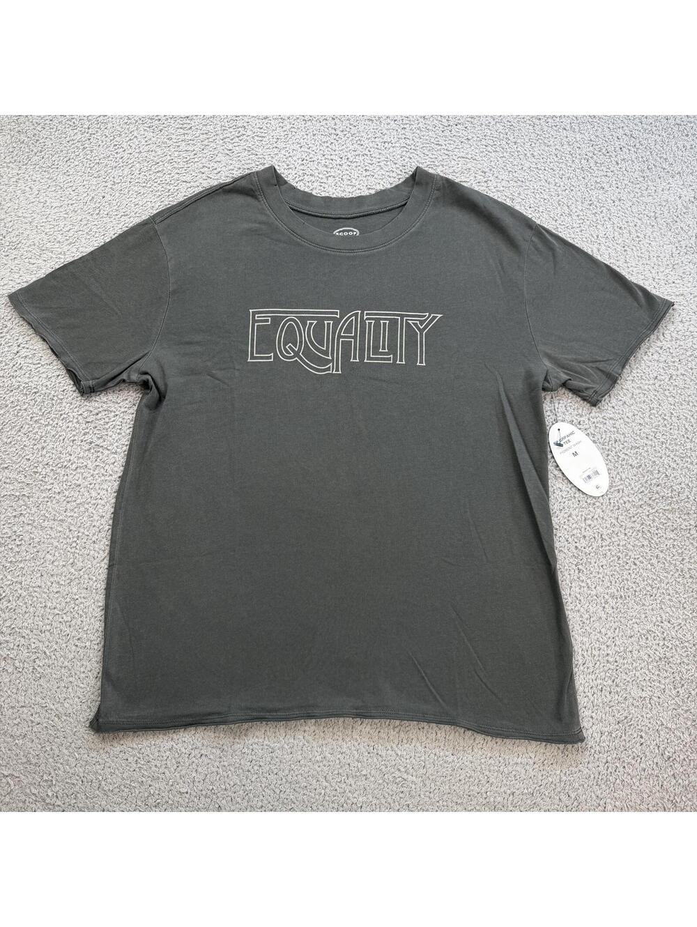 Scoop Equality T Shirt M Pigment Wash Gray Minimalist Tee LGBT BLM Pride NWT